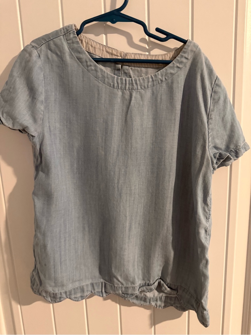 Vineyard Vines Kids Large Light Blue Lyocell Short Sleeve Blouse